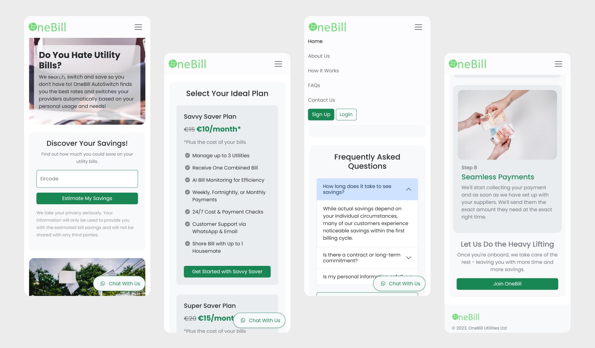 OneBill Website UI